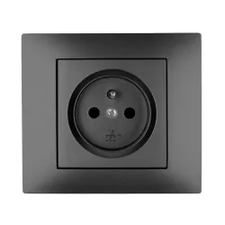VESTRA black module socket 2P+Z 16A 250V – durable flush-mounted socket