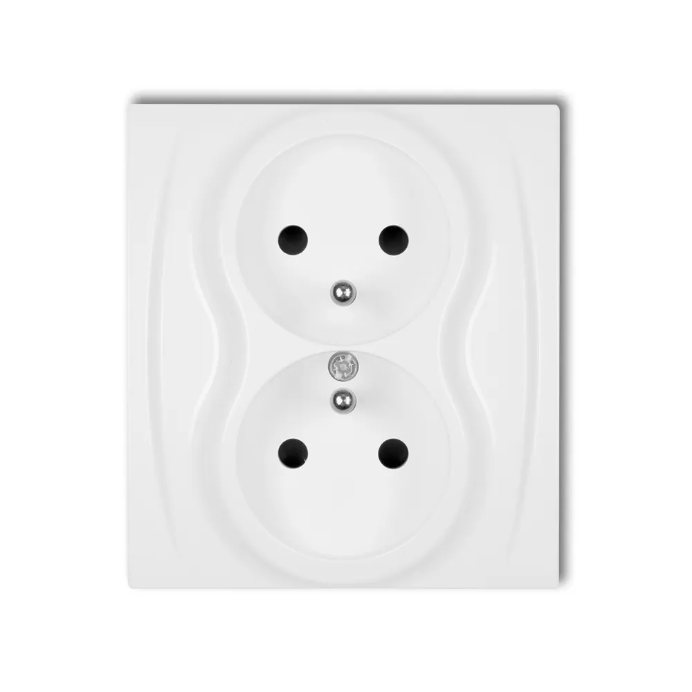 Logo biały gniazdo 2x z/u z przesłonami 16A 250V
