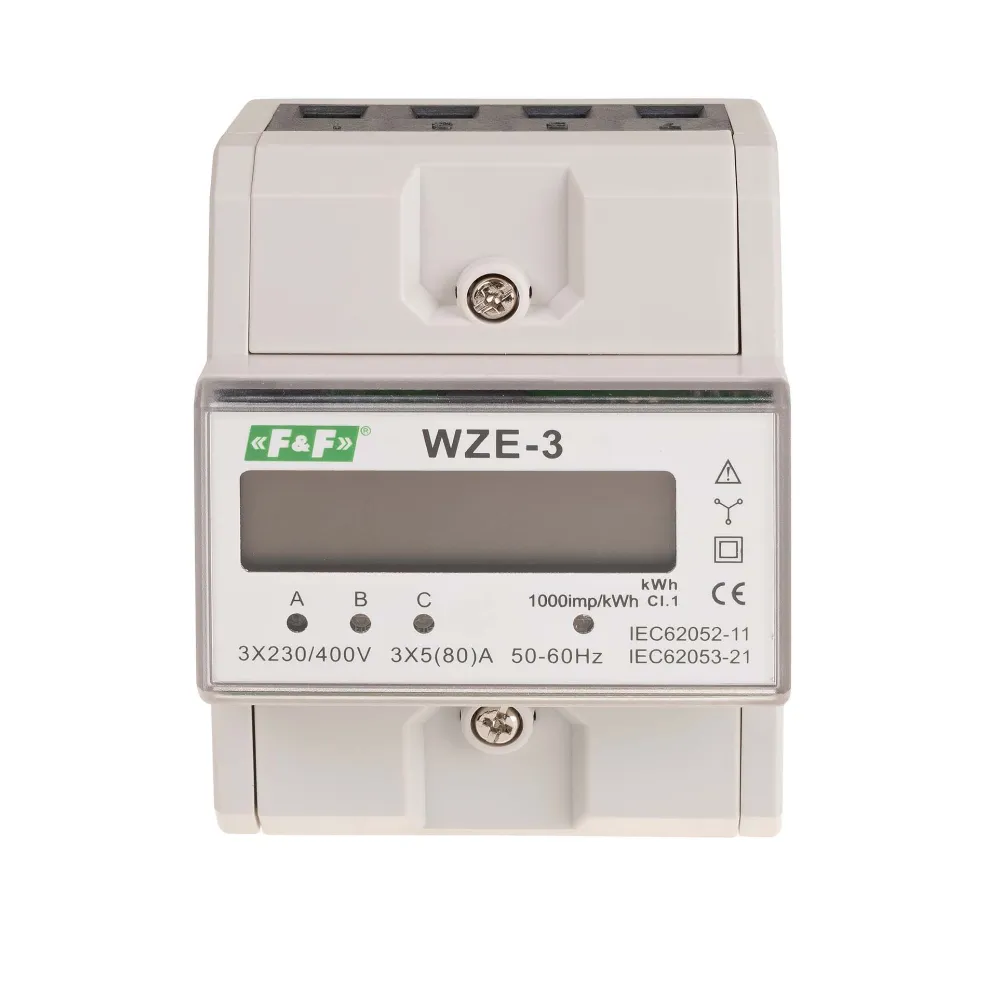 WZE-3 electronic 3-phase 80A kWh energy meter - precise measurement
