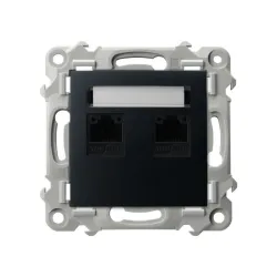 SZAFIR black metallic module computer socket 2x cat. 5e MMC