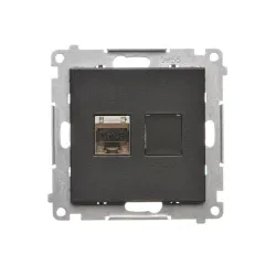 Simon 55 module matte black Cat.6 FTP computer socket