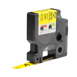 Vinyl tape 12mm 5.5mm black print / yellow background Rhino