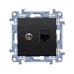 Simon 10 module black matte antenna socket + RJ45 cat.5e