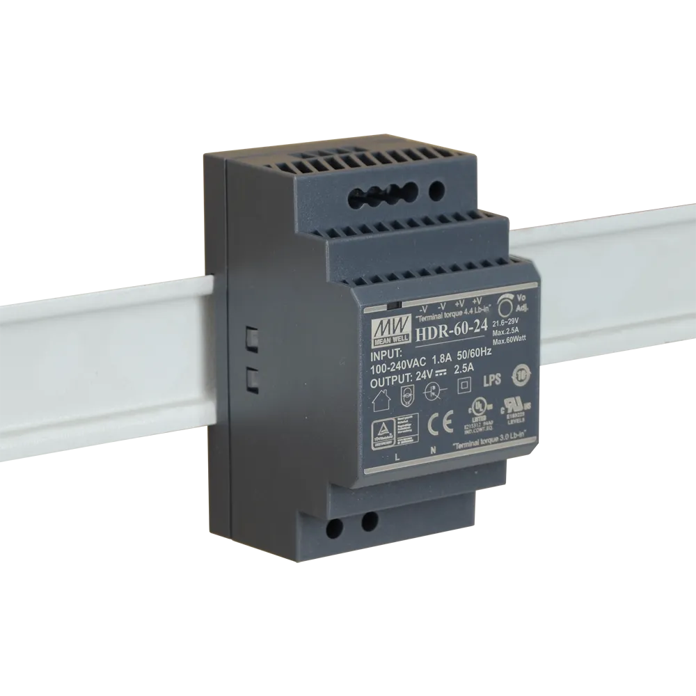 HDR zasilacz na szynę DIN 60W 2.5A 24V DC - niezawodne zasilanie