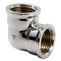 Kolanko mosiężne 1/2" nakrętno-nakrętne chrom - trwałe połączenia