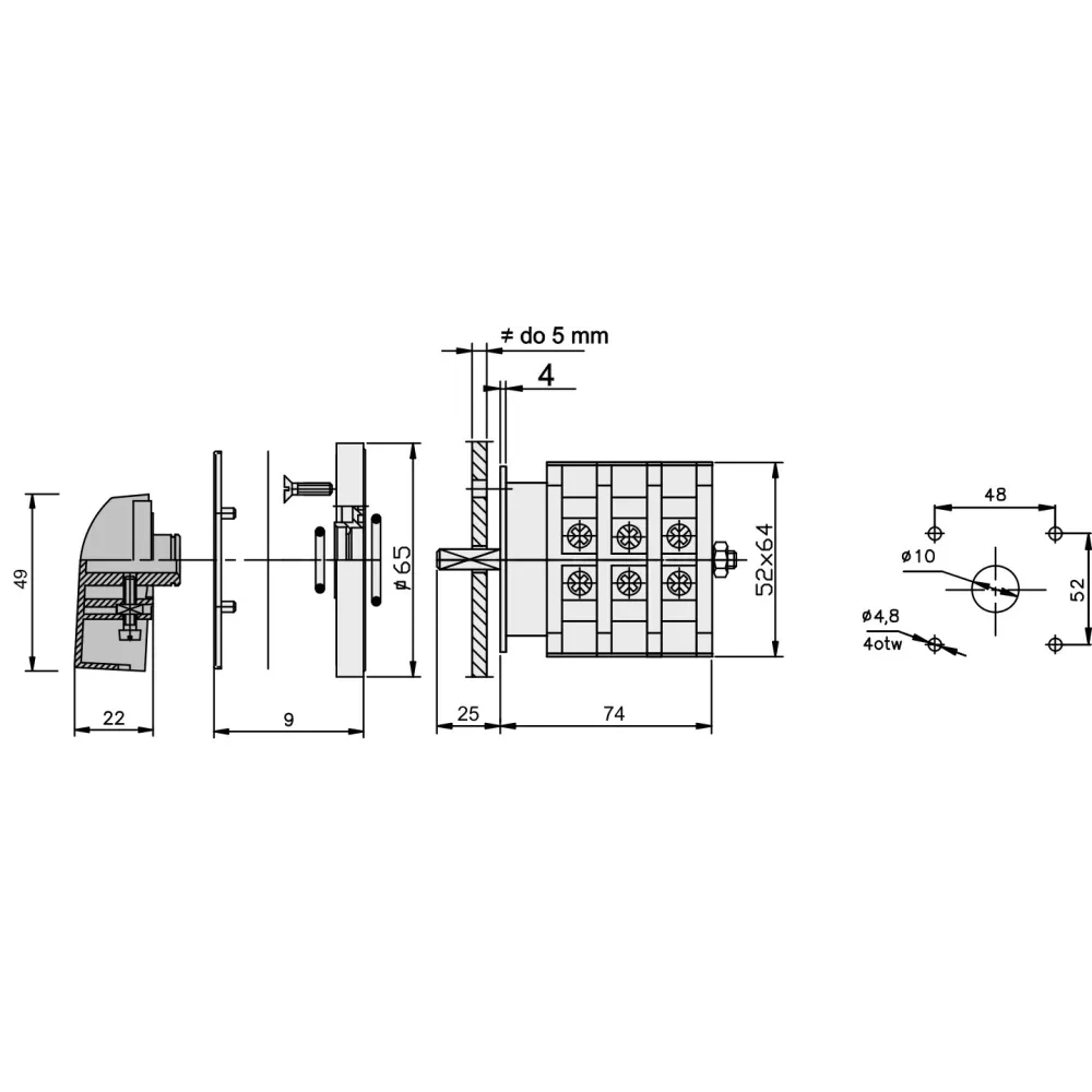 Łuk 25-42 L-0-P łącznik krzywkowy B/O 25A - niezawodny łącznik 25