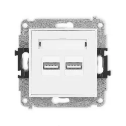 Mini moduł biały gniazdo ładowarka 2x USB 5V 3.1A z polem opisowy