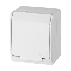 Hermes white socket NT 1x with flap IP44 16A 250V