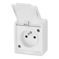 Hermes biały gniazdo NT 1x z klapką IP44 16A 250V