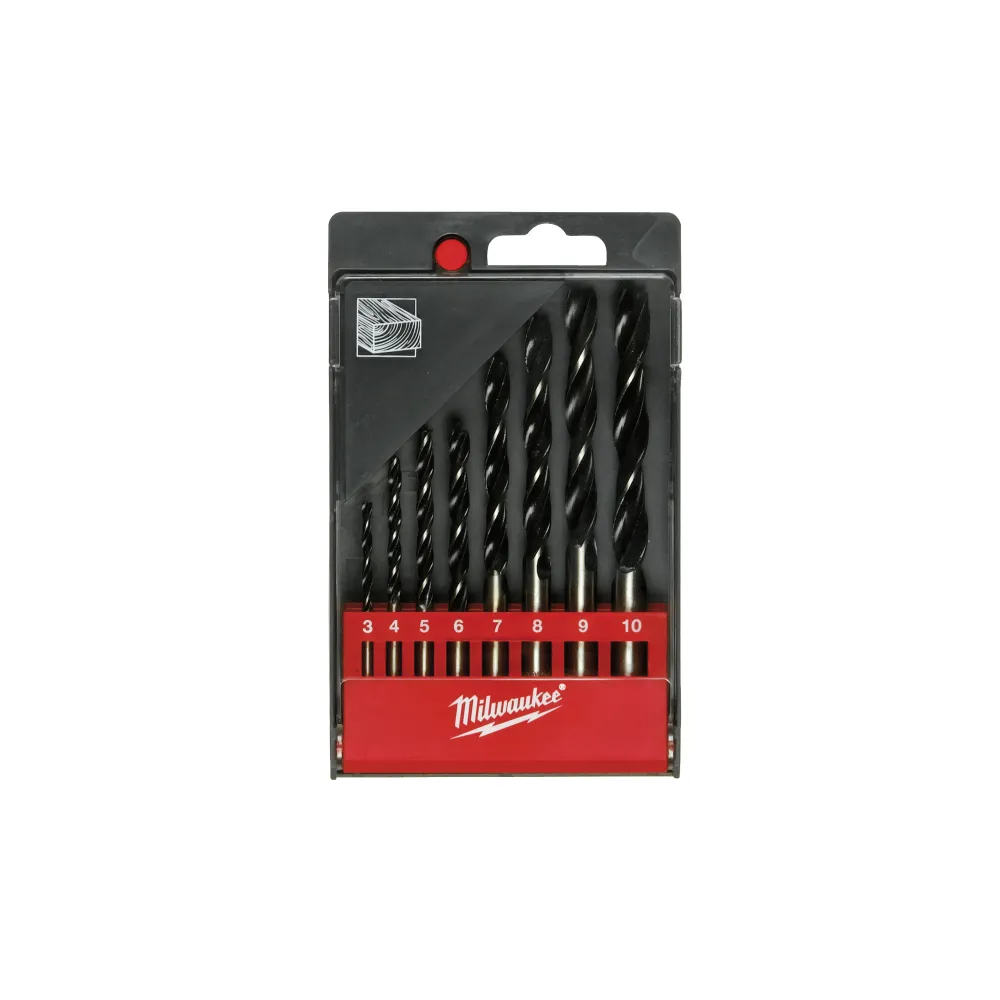 Zestaw wierteł do drewna 3-10 mm – 8 sztuk w kasecie