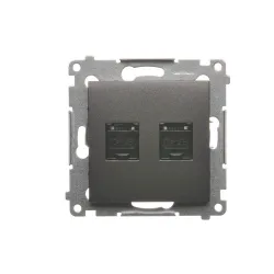 Simon 54 Module anthracite computer socket 2x UAE 8 Cat.6 UTP