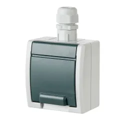 Aquant 2K szare gniazdo NT 1x z klapką IP65 16A 250V