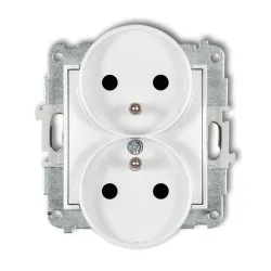 Mini white module socket 2x with shutters 16A 250V