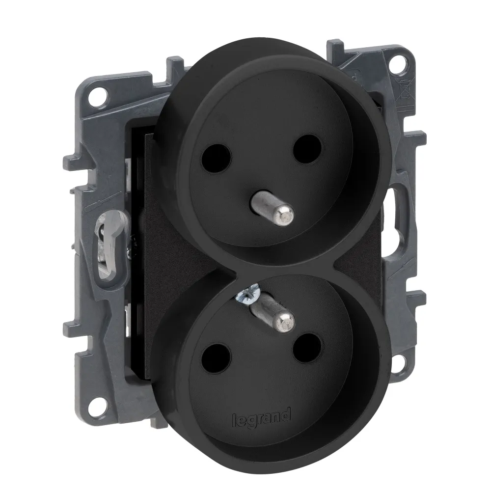 Niloe Step moduł czarny gniazdo 2x Z/U 16A 250V