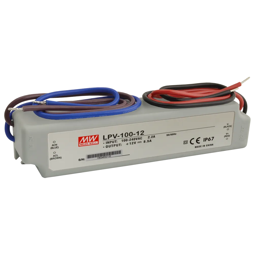 LED Power Supply LPV 100W 8.5A 12V DC IP67 - reliable LED power source