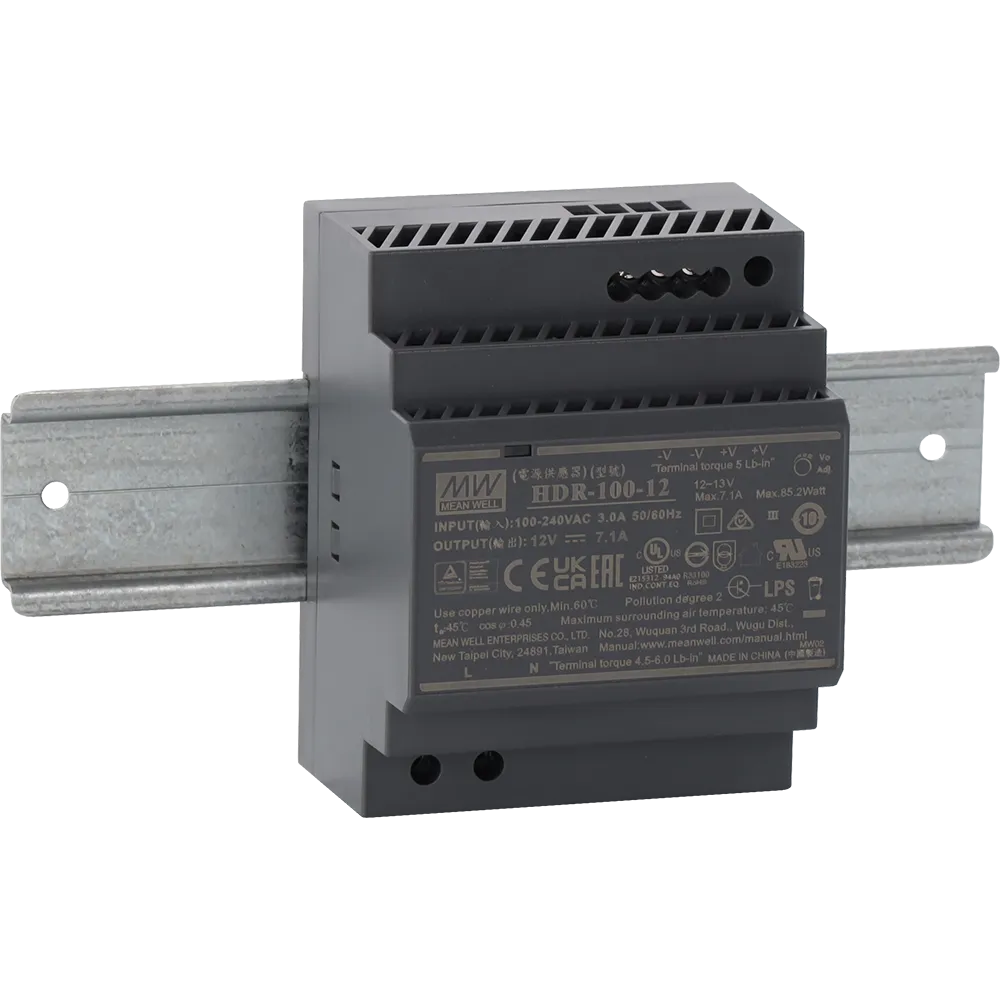 HDR DIN rail power supply 85W 7.1A 12V DC - reliable power supply