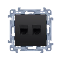 Simon 10 module black matte double RJ45 5e computer socket