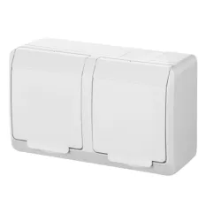 Hermes biały gniazdo NT 2x Z/U z klapką IP44 16A 250V