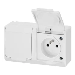 Hermes biały gniazdo NT 2x Z/U z klapką IP44 16A 250V