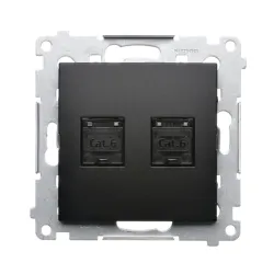 Simon 54 module matte black computer socket 2x UAE 8 CAT.6 UTP