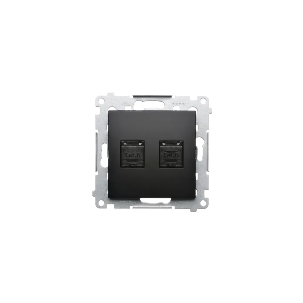Simon 54 module matte black computer socket 2x UAE 8 CAT.6 UTP