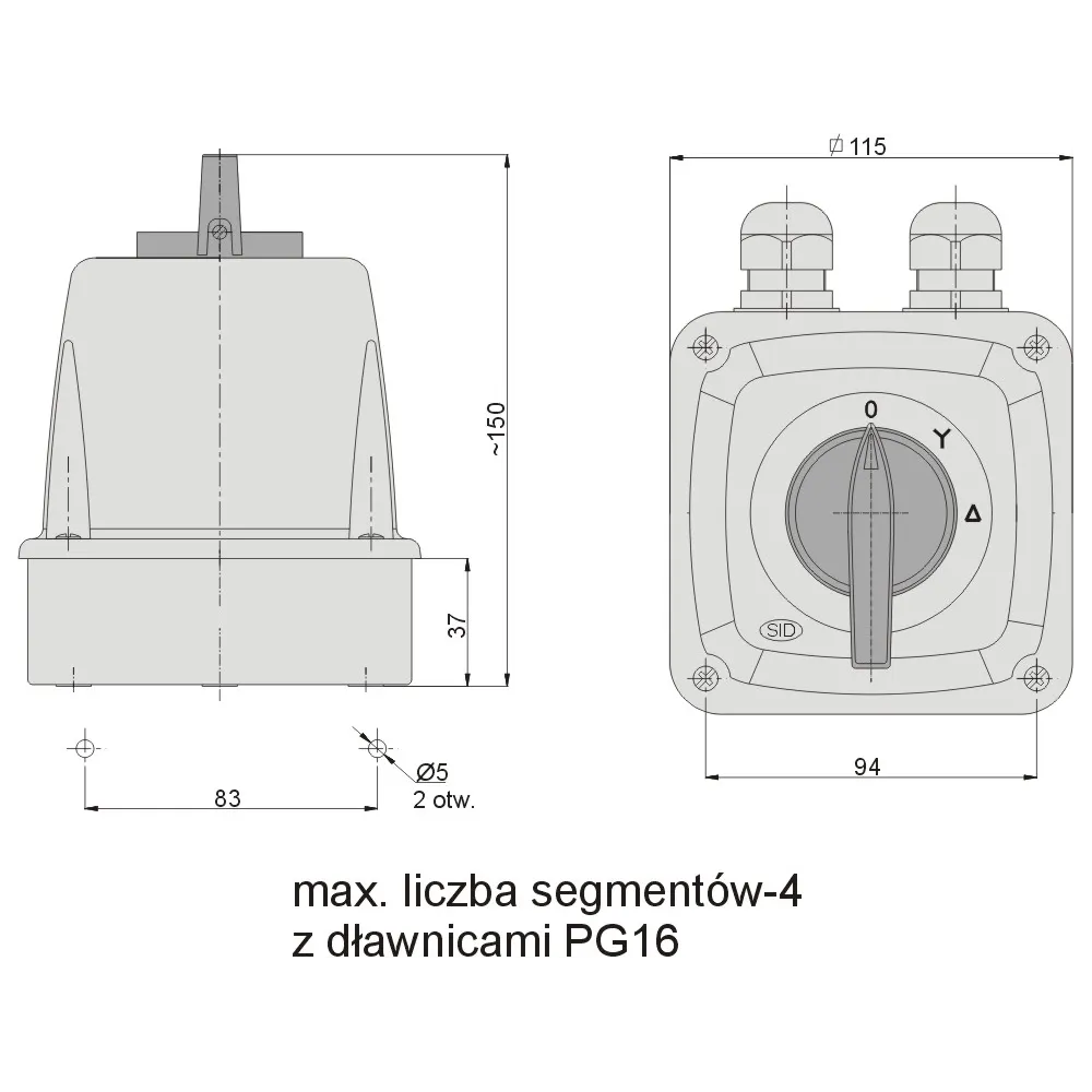 Łuk 40-23 0-T-G cam switch connector OB 40A IP44 - reliable choice