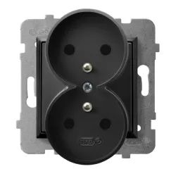Aria moduł czarny metalik gniazdo 2x z/u 16A 250V