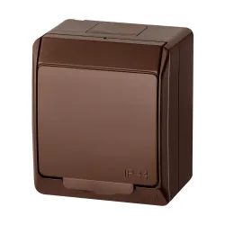 Hermes brąz gniazdo NT 1x z/u z klapką IP44 16A 250V