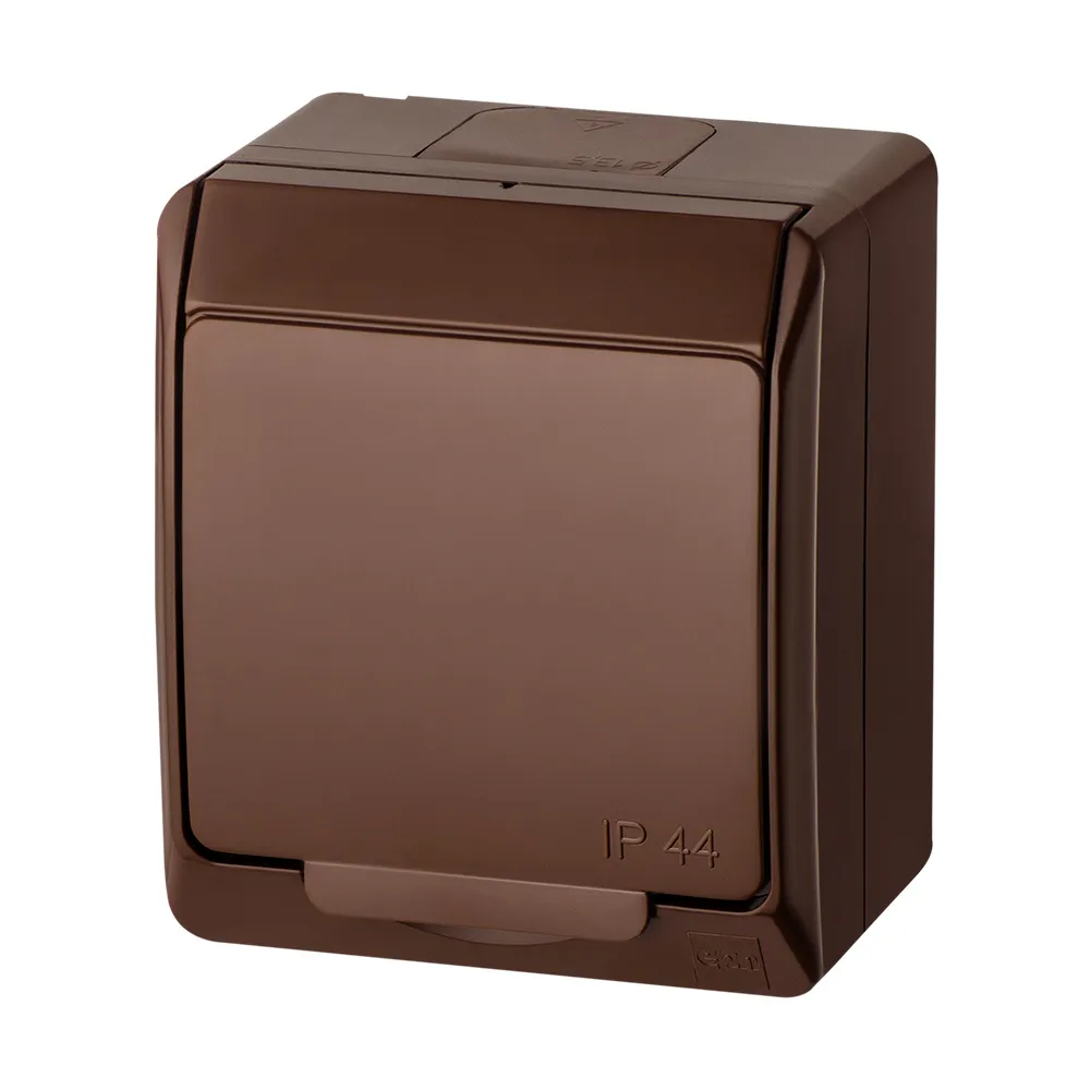 Hermes brąz gniazdo NT 1x z/u z klapką IP44 16A 250V