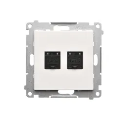Simon 55 module white matte computer socket 2x UAE 8 Cat.6 UTP