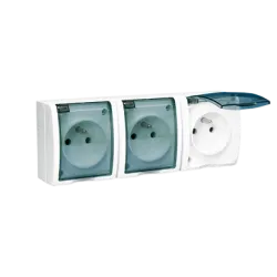 Simon Aquarius white surface-mounted socket 3x with switch IP54 16A 250V