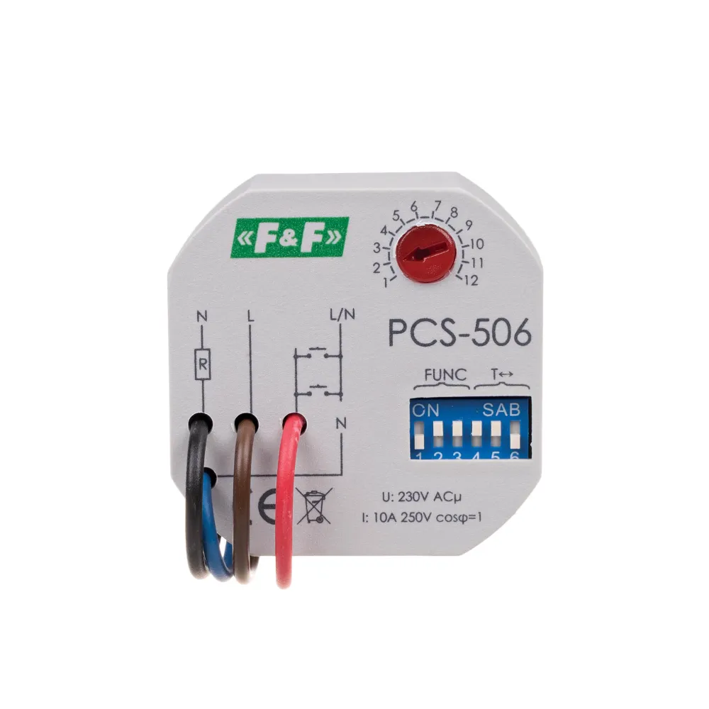 PCS-506 Przekaźnik czasowy 10A 1Z 230V AC 8-funkcyjny