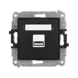 MINI MODUŁ CZARNY MAT GNIAZDO ŁADOWARKA 1X USB TYP A 5V 2A Z POLEM OPISOWYM