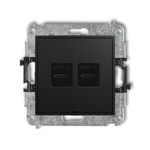 MINI MODUŁ CZARNY MAT GNIAZDO ŁADOWARKA 2X USB TYP C 20W 5V 3.1A QUICK CHARGE ZACISKI ŚRUBOWE