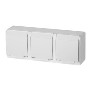 HERMES WHITE SOCKET NT 3X Z/U WITH FLAP IP44 SCREW TERMINALS 16A 250V