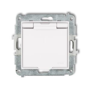 MINI WHITE MATT MODULE SOCKET 1X Z/U WITH SHUTTERS AND FLAP IP44 SCREW TERMINALS 16A 250V