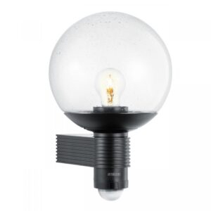 Lampa elewacyjna z czujnikiem ruchu i zmierzchu Steinel L 400 S PIR max.60W E27 IP44 IK03 230V czarna / szkło /tworzywo sztuczne