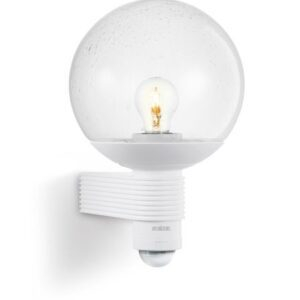 Lampa elewacyjna z czujnikiem ruchu i zmierzchu Steinel L 400 S PIR max.60W E27 IP44 IK03 230V biała / szkło /tworzywo sztuczne