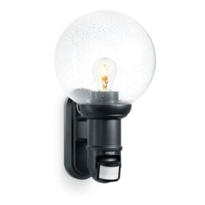 Lampa elewacyjna z czujnikiem ruchu i zmierzchu Steinel L 560 S PIR max.60W E27 IP44 IK03 230V czarna / szkło /tworzywo sztuczne