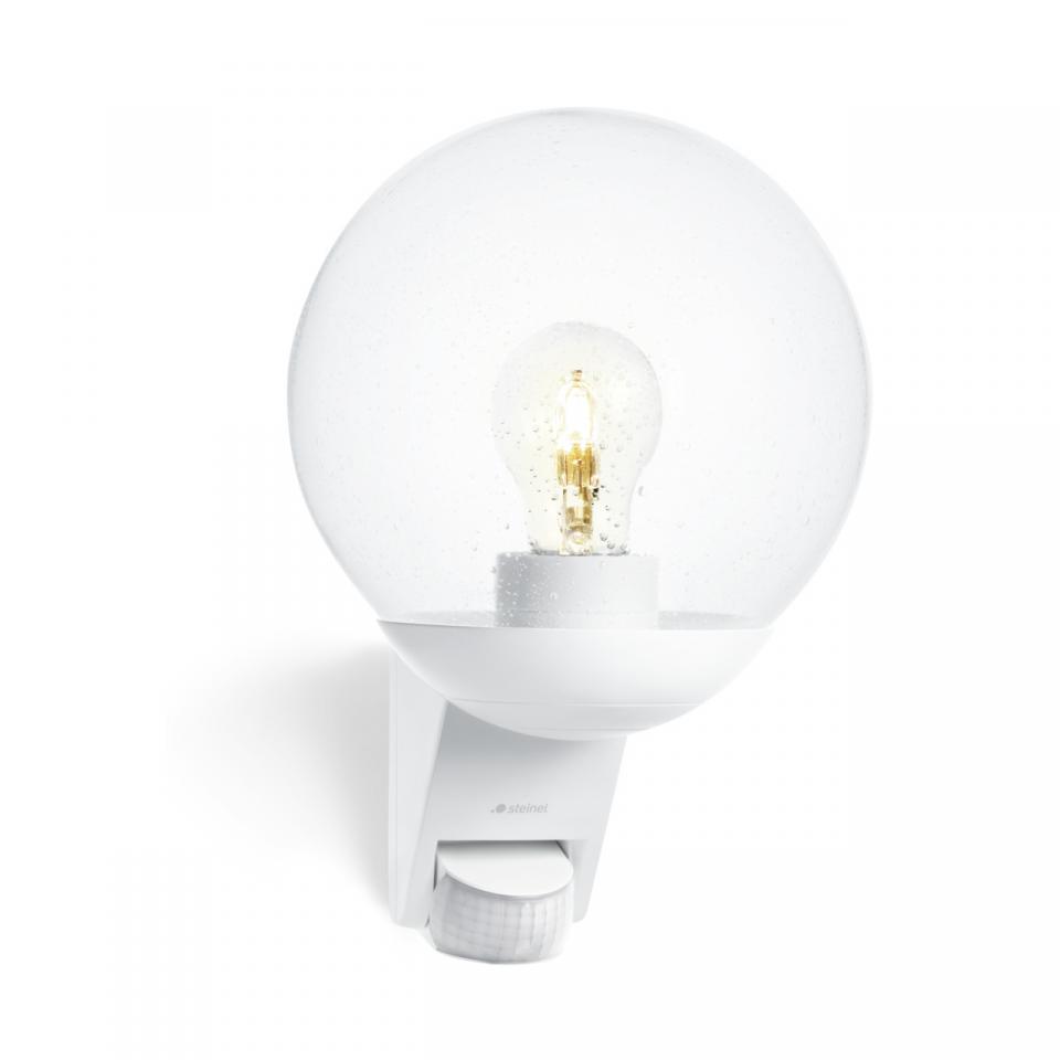 Steinel L 585 S PIR wall lamp with motion and twilight sensor max. 60W E27 IP44 IK03 230V white / glass / plastic