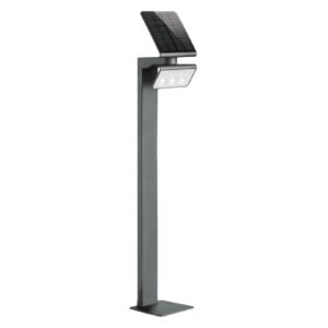 Solar garden light with motion and twilight sensor STEINEL Xsolar GL-S PIR 1.2 W 150lm 3000K IP44 IK03 anthracite / aluminum