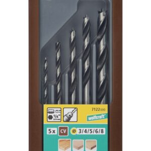 Wood Drill Bit Set CV 3 - 8 mm Wolfcraft, 6-sided shank