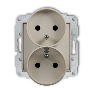 MINI MODUŁ TAUPE GNIAZDO 2X Z/U Z PRZESŁONAMI ZACISKI ŚRUBOWE 16A 250V