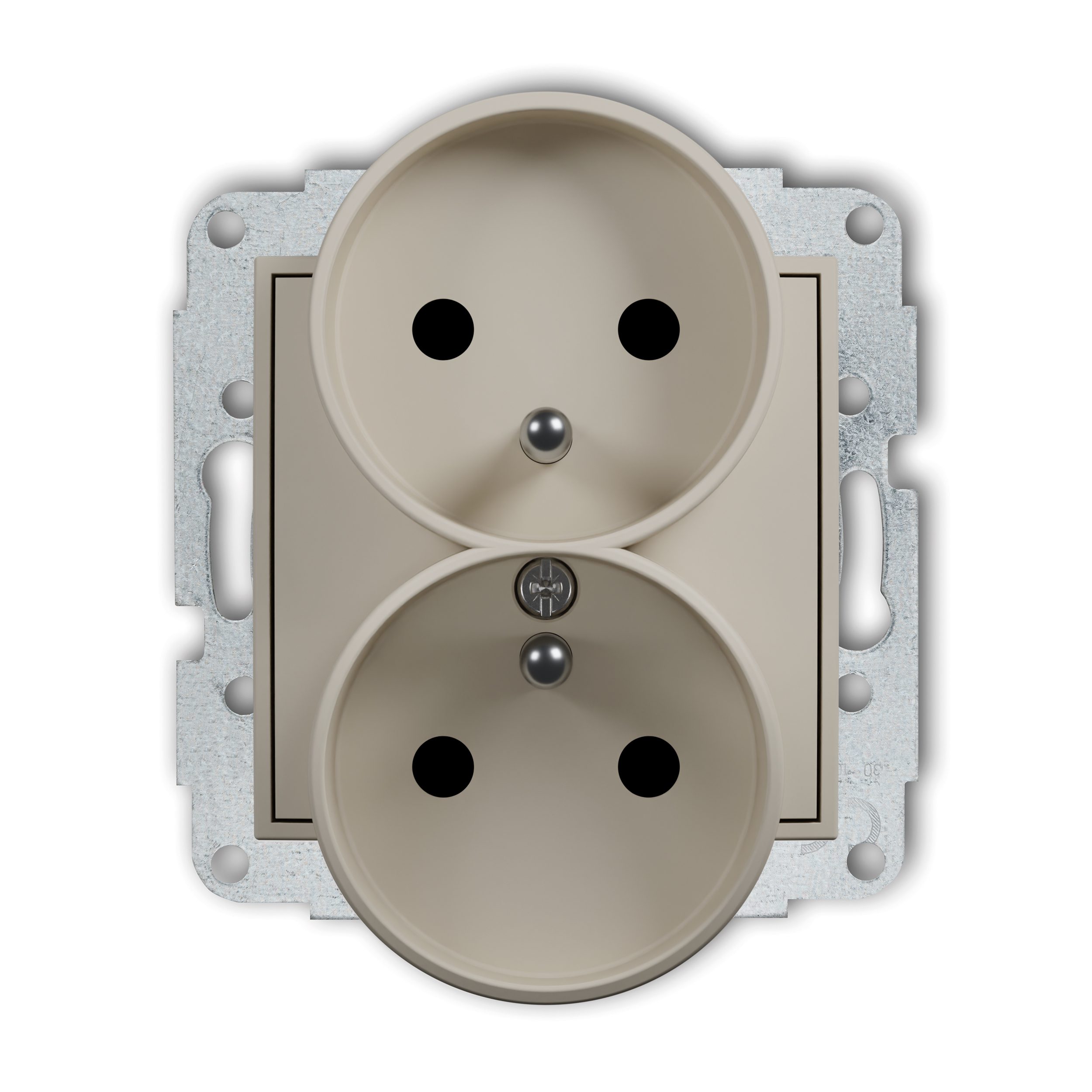 MINI MODUŁ TAUPE GNIAZDO 2X Z/U Z PRZESŁONAMI ZACISKI ŚRUBOWE 16A 250V