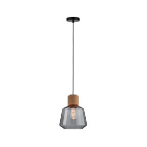 Lampa wisząca Neordic Elia max. 1x20W E27 230V szkło przydymione / korek / metal