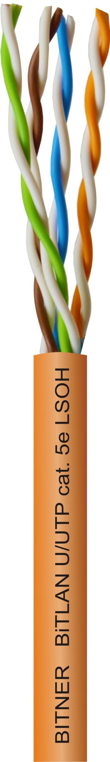 U/UTP 4X2X0.5 LSOH POMARAŃCZOWY PRZEWÓD KOMPUTEROWY OP.305M CAT.5E NIEEKRANOWANY DRUT KL.1