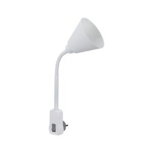 Lampa wtyczkowa JANUS elastyczne ramię E14 max. 20W 230V do kontaktu biały / metal / tworzywo sztuczne