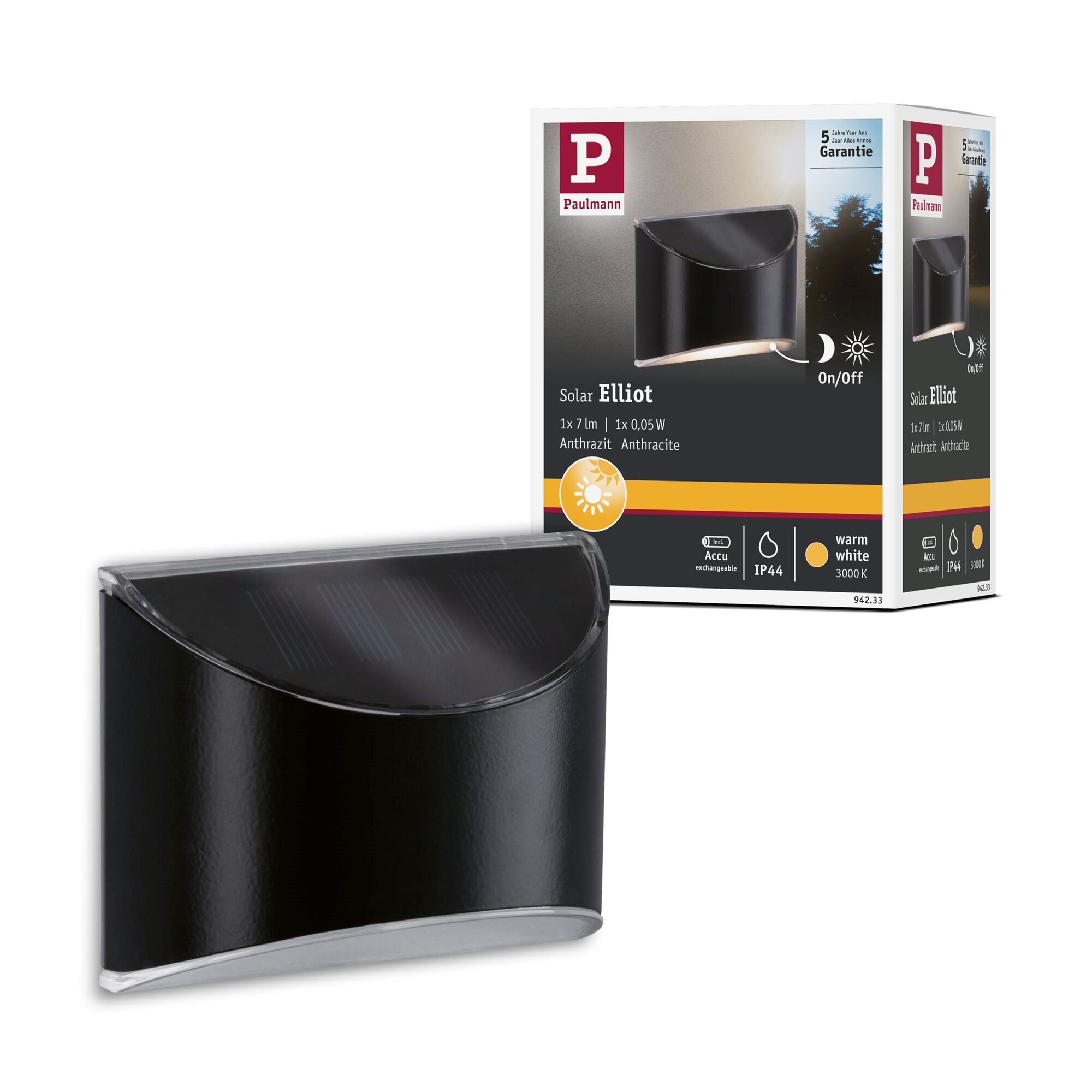 Oprawa elewacyjna ELLIOT LED solar 3000K 5lm IP44 metal / antracyt - obrazek 7