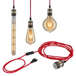 Lampa wisząca z wyłącznikiem ELDAR Neordic E27 max.20W 230V czerwony / oksydowany metal