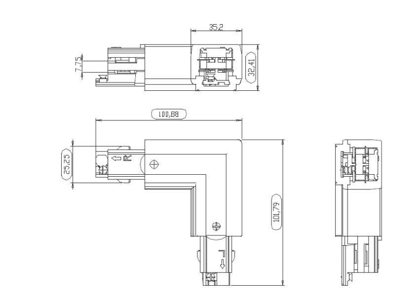 Łącznik do systemu ProRail3 L zewnętrzny 230V czarny / metal / tworzywo sztuczne - obrazek 3